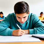 Overcoming Exam Anxiety**

"A student calmly taking a standardized test in a bright, clean classroom, fully clothed in casual attire, appropriate content, safe for work, perfect anatomy, natural proportions, studying concept, focus on the student's calm expression, family-friendly, professional illustration."

**