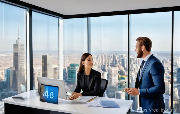 공인중개사 시험에 대한 개인적인 생각 - A focused young woman in her late 20s, with determined eyes, is studying intensely at a desk clutter...