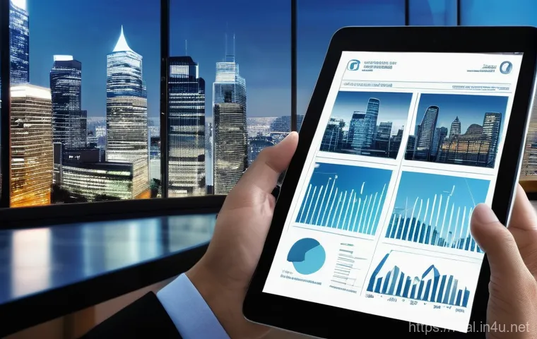 공인중개사와 부동산 관련 정책 변화 대응 방법 - A dynamic, modern cityscape at dusk, with abstract digital lines and graphs overlaying the buildings...