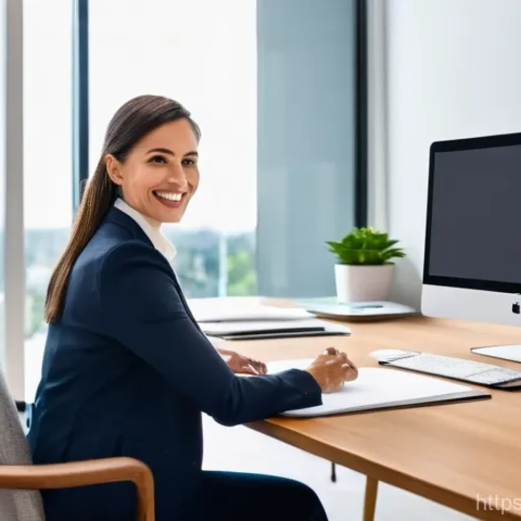 공인중개사 부동산 정책 대응 사례 - **Prompt:** A professional real estate agent, a woman in her late 30s wearing a crisp blazer, sits a...