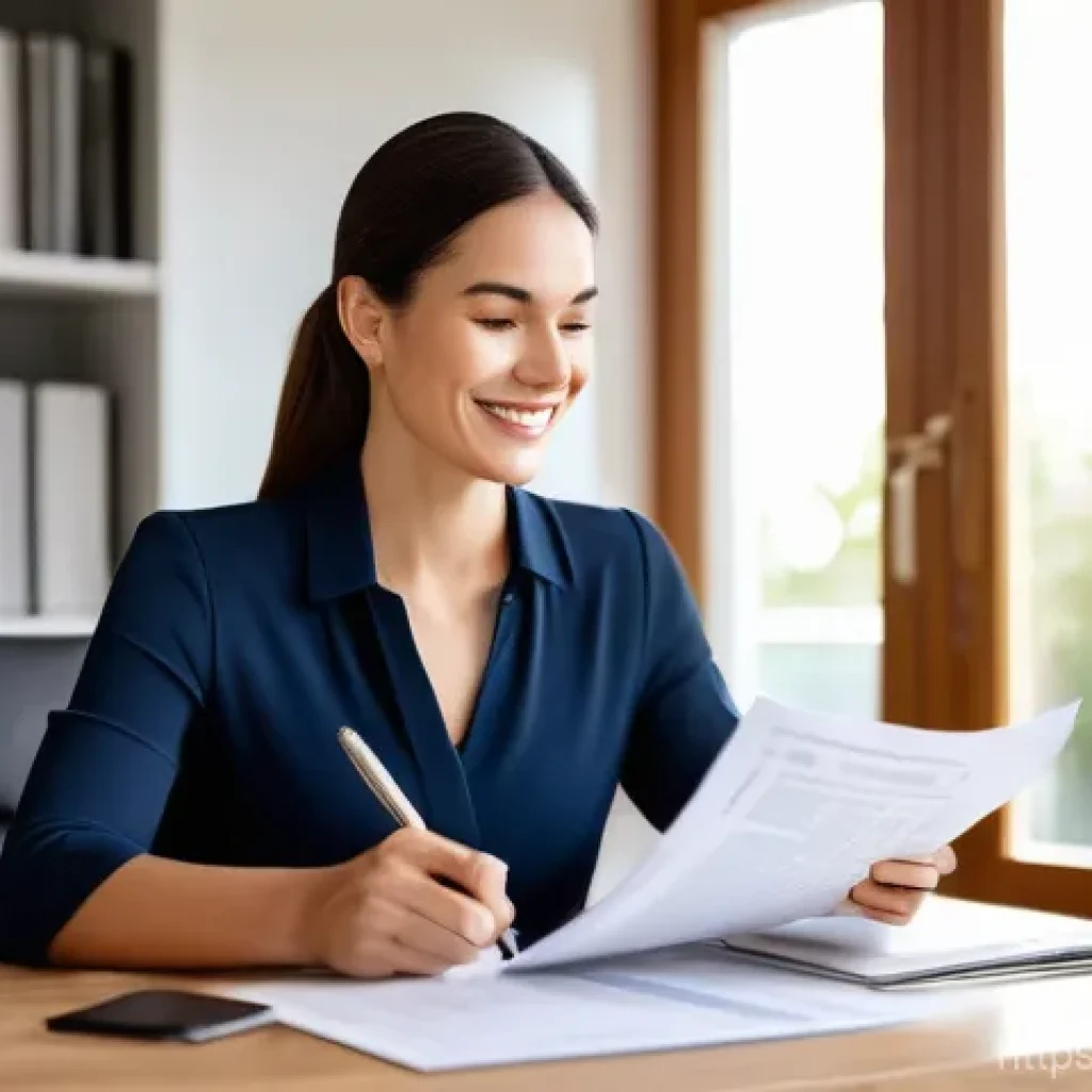 공인중개사 자격증의 취업 활용성 - **Prompt 1: Empowered Homeowner Reviewing Real Estate Documents**
A confident, intelligent-looki...