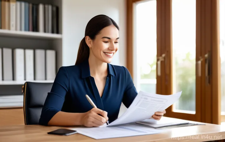 공인중개사 자격증의 취업 활용성 - **Prompt 1: Empowered Homeowner Reviewing Real Estate Documents**
A confident, intelligent-looki...