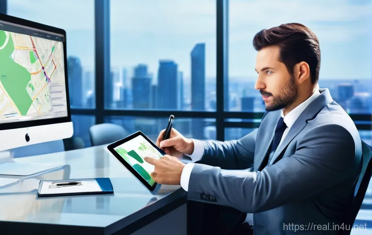 공인중개사 부동산 자문 사례 및 리뷰 - **Prompt 1: Modern Real Estate Agent Utilizing Technology**
    A professional male real estate agen...