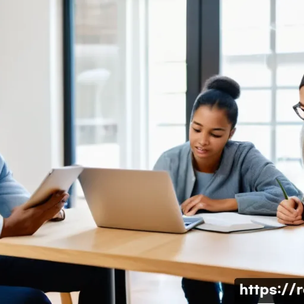 공인중개사 시험 준비 단계별 전략 - A diverse group of adult learners, including a young professional in business casual attire studying...